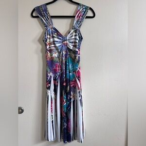Blue Purple Ruffled Fringe Knee-Length Sundress